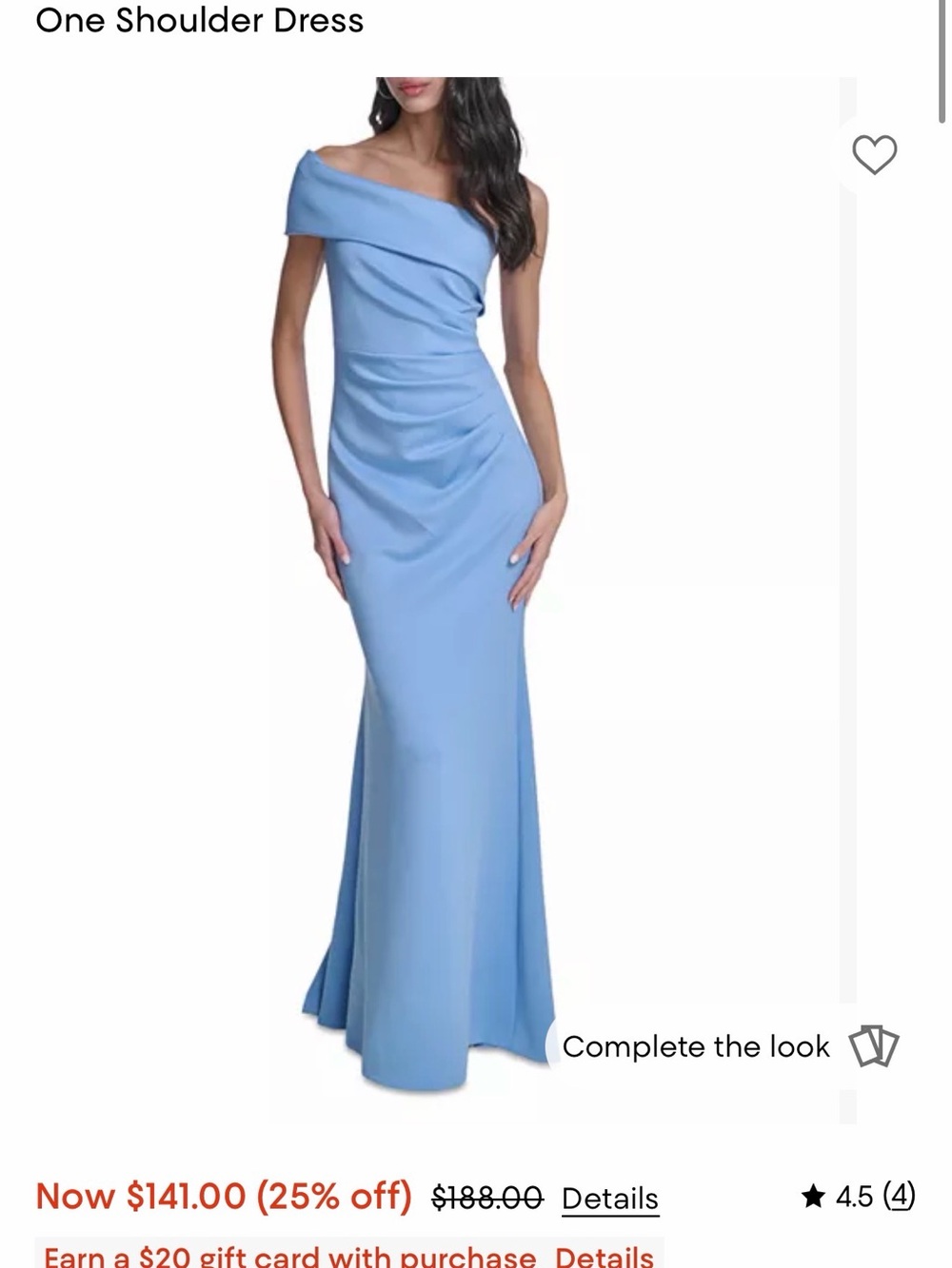 Eliza J Light Blue One-Shoulder Evening Gown